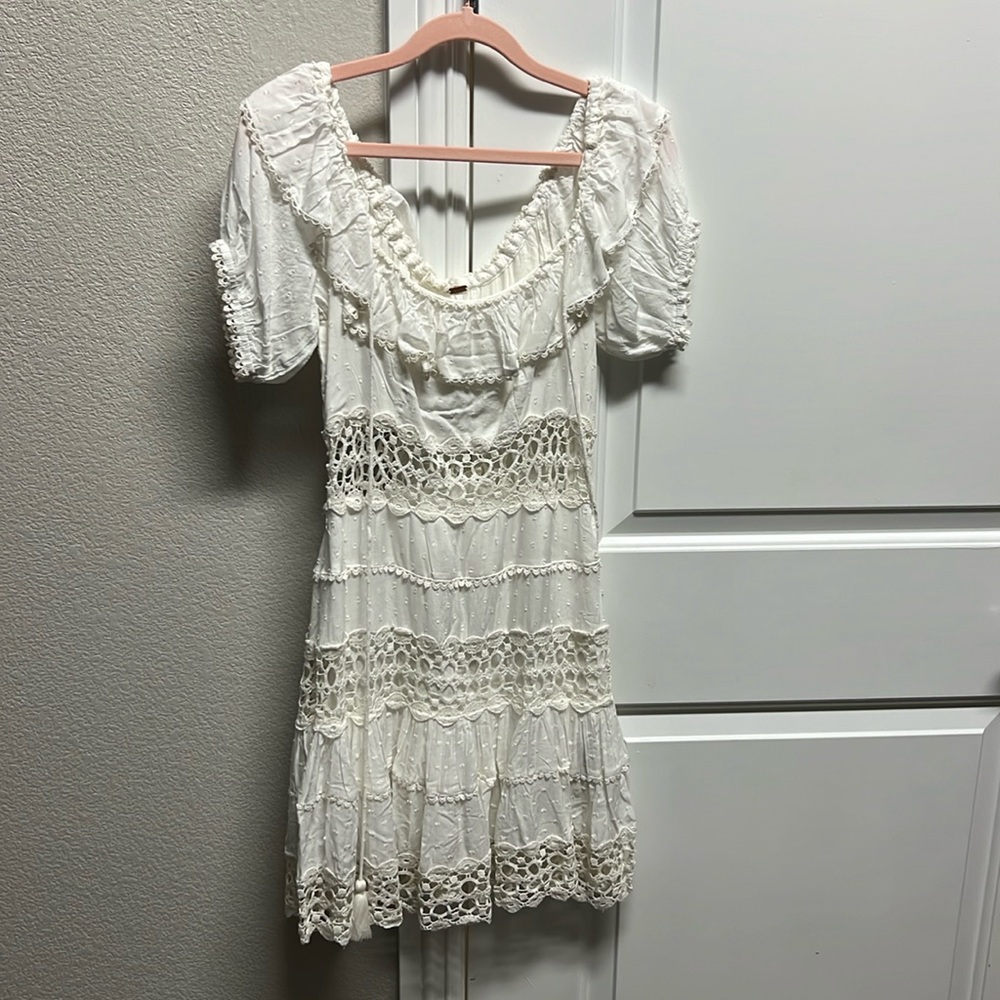 White free people peep hole dress